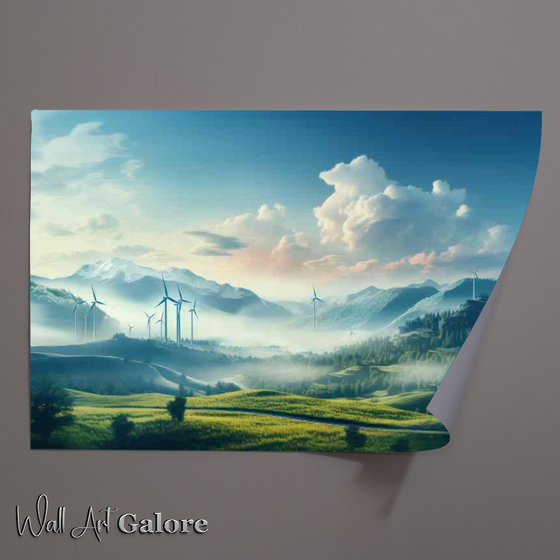 Buy Unframed Poster : (Wind Turbines And Fields In The Countryside)