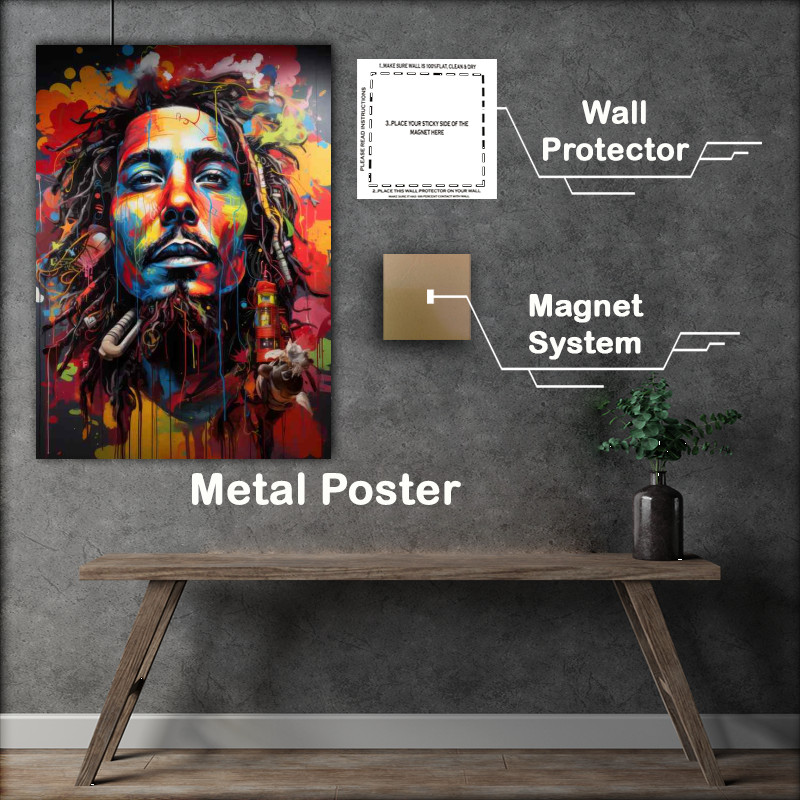 Buy Metal Poster : (Bob Marley smoking)