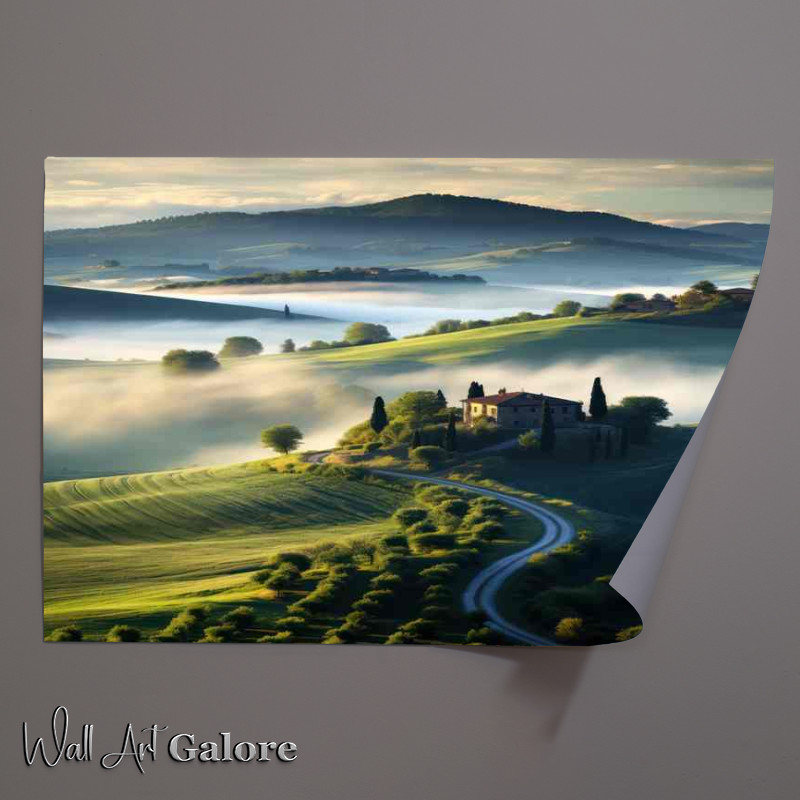 Buy Unframed Poster : (Artistic Morning Glow Over Tuscany Landscape)
