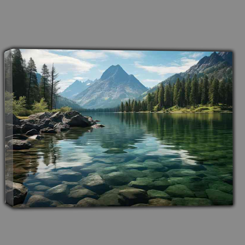 Buy Canvas : (Mountain and Lake Landscape Art)