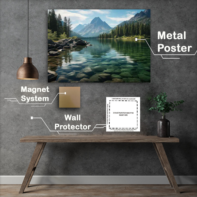 Buy Metal Poster : (Mountain and Lake Landscape Art)
