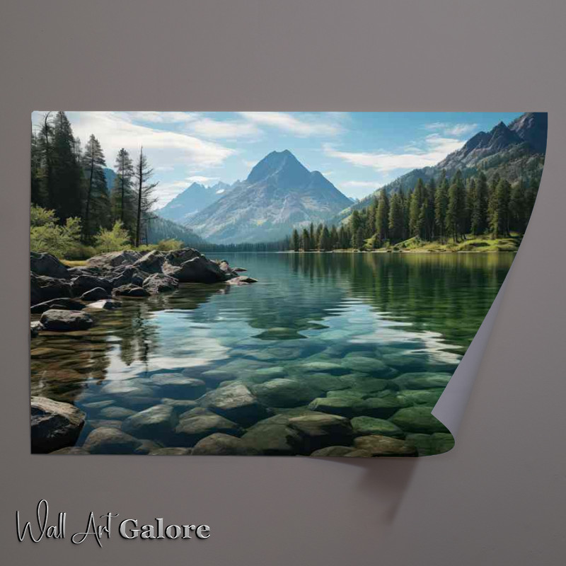 Buy Unframed Poster : (Mountain and Lake Landscape Art)