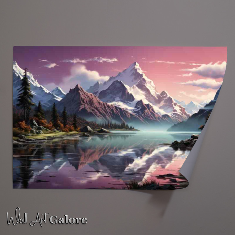 Buy Unframed Poster : (Mountian Peaks in pastels)