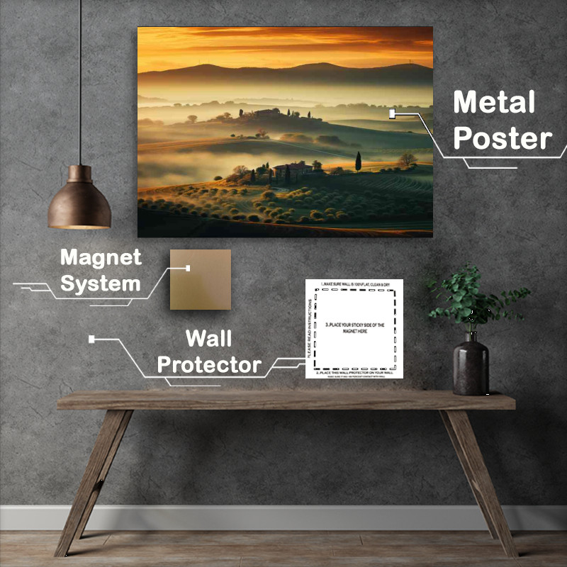 Buy Metal Poster : (Tuscany Bathed in Morning Sunlight)