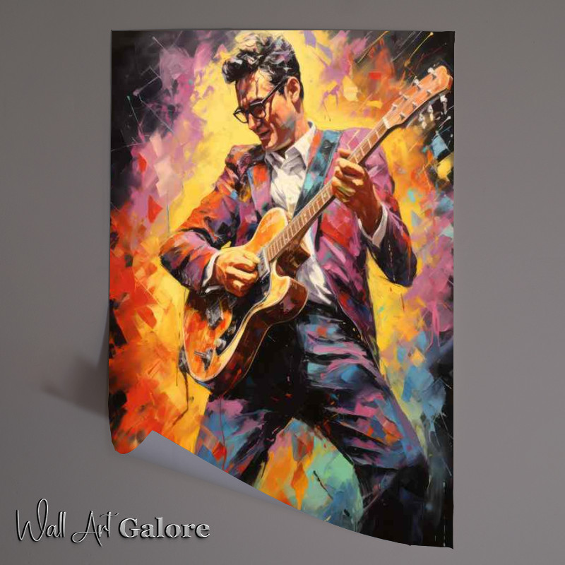 Buy Unframed Poster : (Buddy Holly Very colourful splash art style)