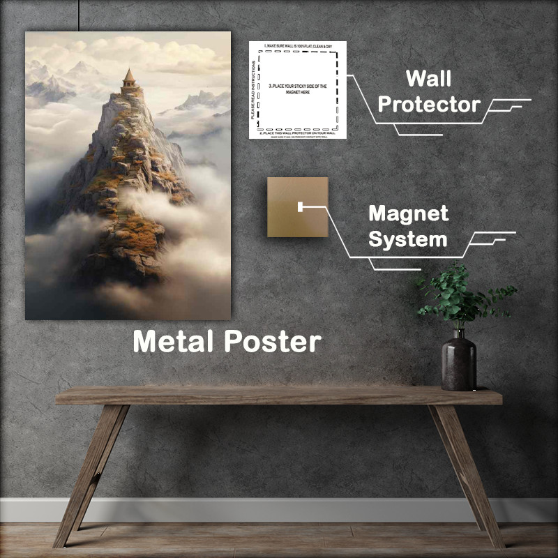 Buy Metal Poster : (Castle On a Mountain A Misty View)