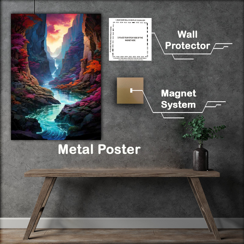 Buy Metal Poster : (Enchanting Rainbow Falls)