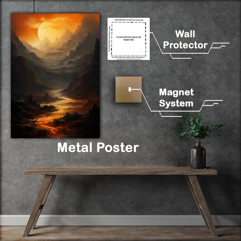 Buy Metal Poster : (Grey and Gold Mountain Happiness)