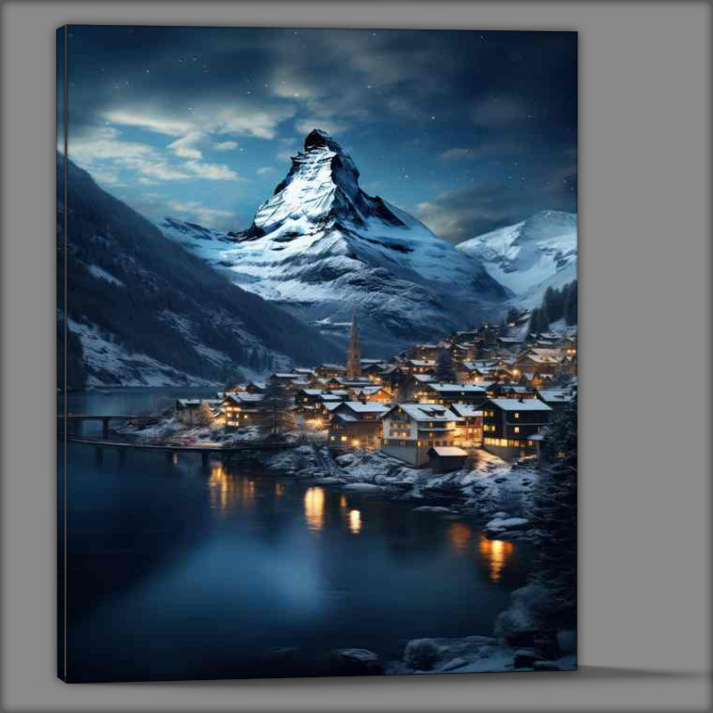 Buy Canvas : (Majestic Matterhorn Vibrant Zurich City)