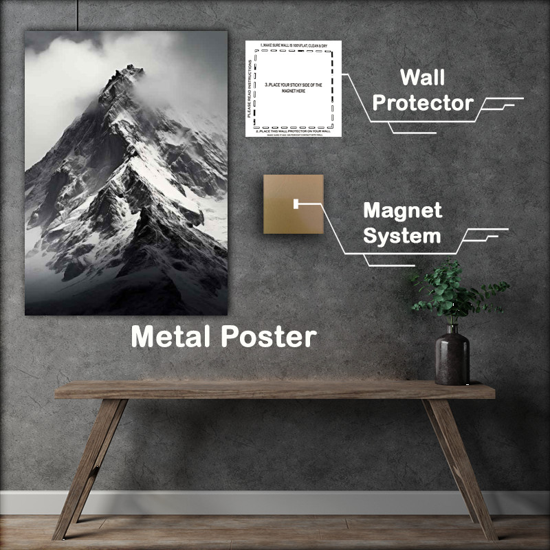 Buy Metal Poster : (Mountain Ridge Topped Off With Snow)