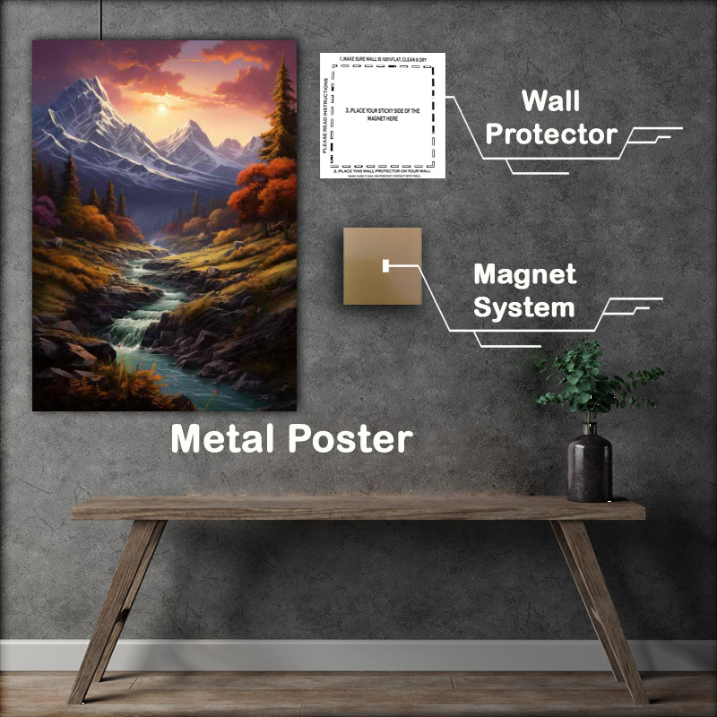 Buy Metal Poster : (Mountain Scenery with Tranquil Creek)