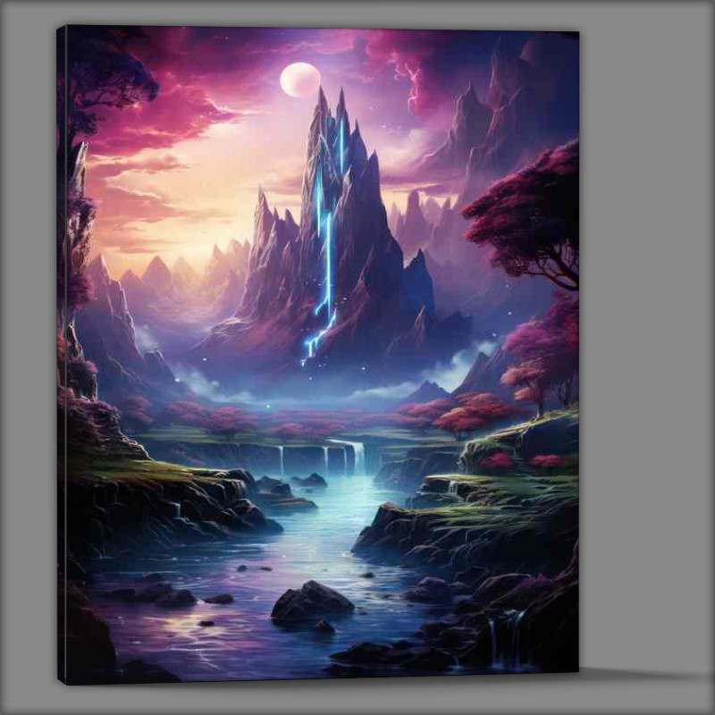 Buy Canvas : (Rainbow Cascade Dreams Down The Mountain)