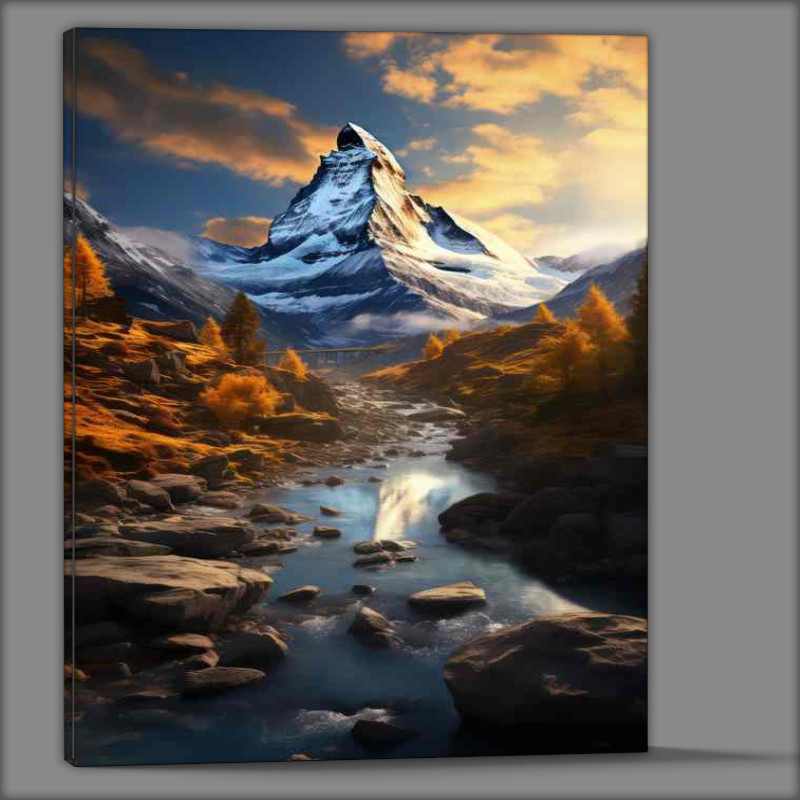 Buy Canvas : (Scenic View of matterhorn In The Evening Light)