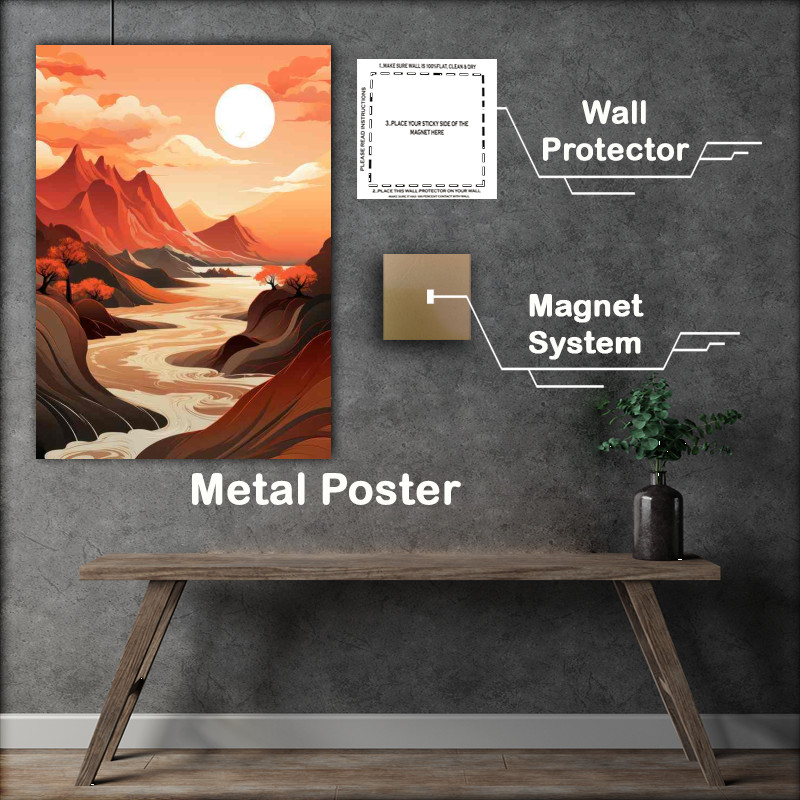 Buy Metal Poster : (Surreal Mountains Abstract Art)