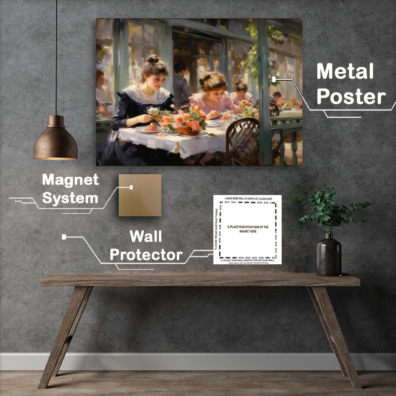 Buy Metal Poster : (Artistic Strokes Depicting French Cafe Serenity)