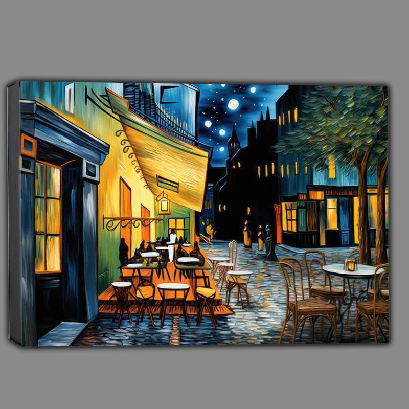 Buy Canvas : (Enchanting Nightfall Surrounds the Midnight Cafe)