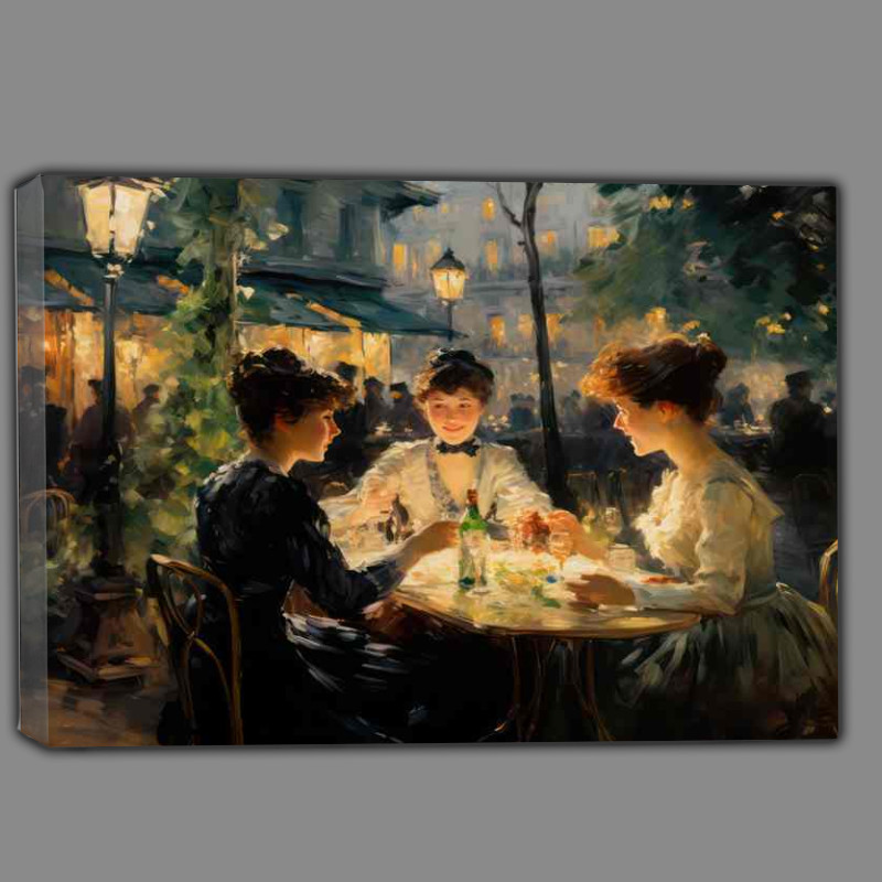 Buy Canvas : (Evening Elegance at a Quaint French Cafe)