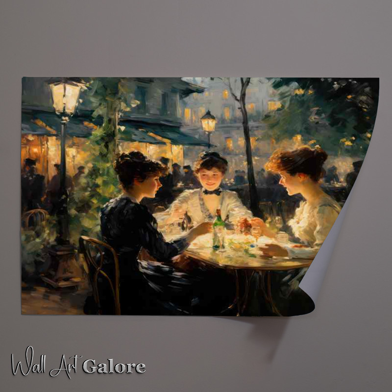 Buy Unframed Poster : (Evening Elegance at a Quaint French Cafe)