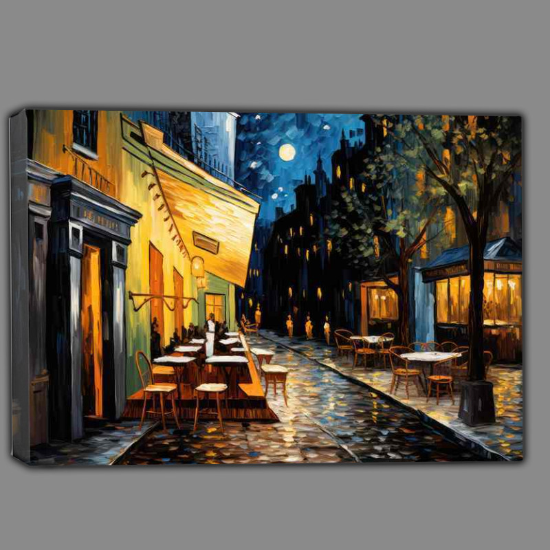 Buy Canvas : (Lanterns Glow Softly Over the Midnight Cafe)