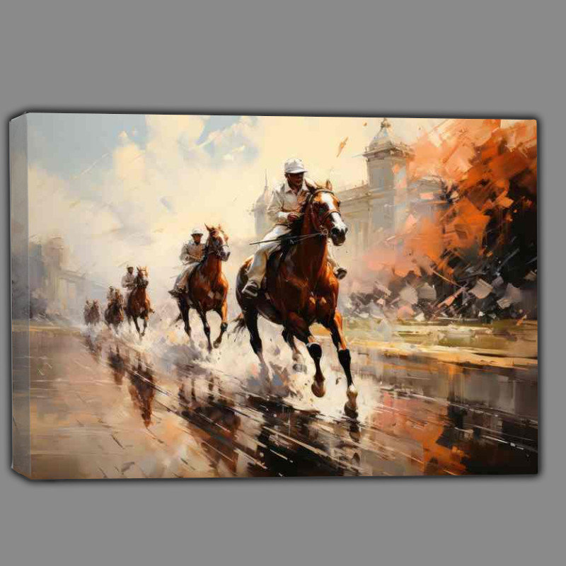 Buy Canvas : (Majestic Maneuver Horses Galloping Through Wild Terrains)