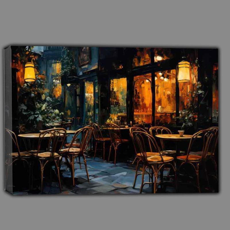 Buy Canvas : (Nocturnal Conversations Unfold in Midnight Cafe)