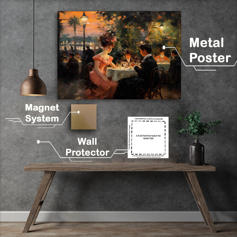 Buy Metal Poster : (Rustic Charm Captured in French Cafe Scene)