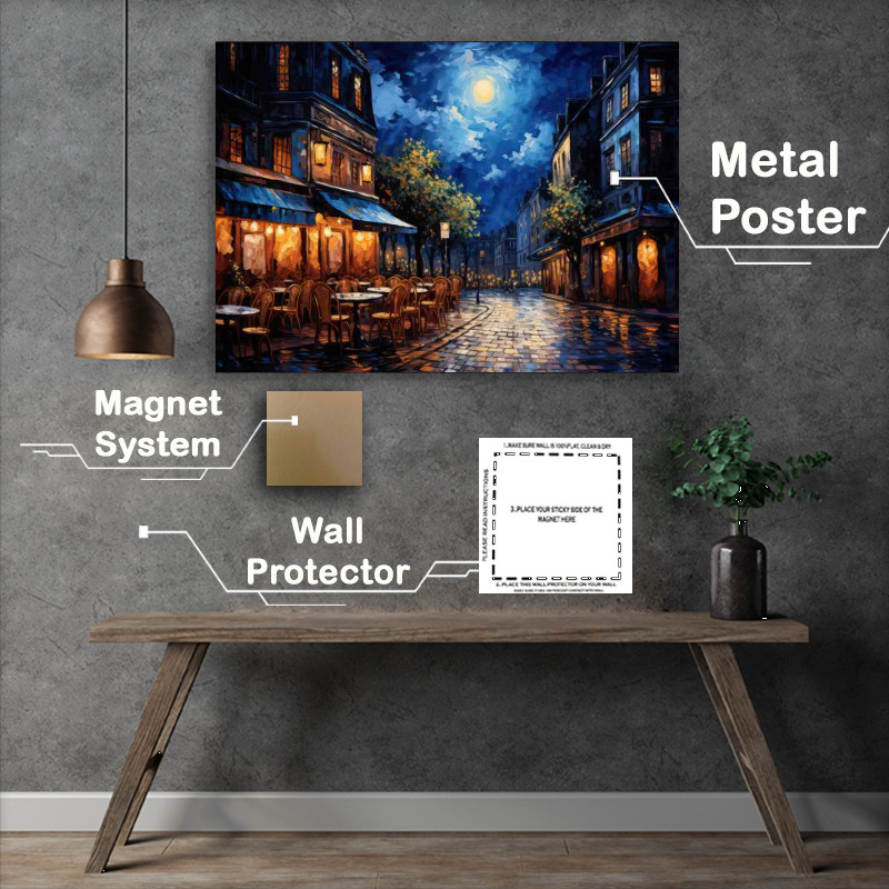 Buy Metal Poster : (Starry Eyed Connections at the Tranquil Midnight Cafe)