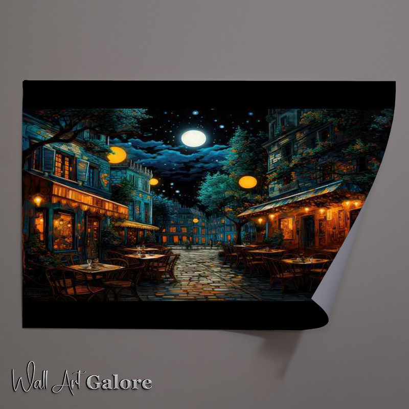 Buy Unframed Poster : (Velvet Night Envelops the Bustling Midnight Cafe)