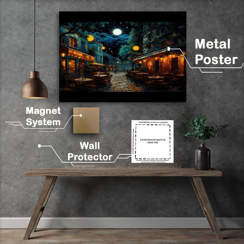 Buy Metal Poster : (Whiff of Nocturnal Romance at Midnight Cafe)