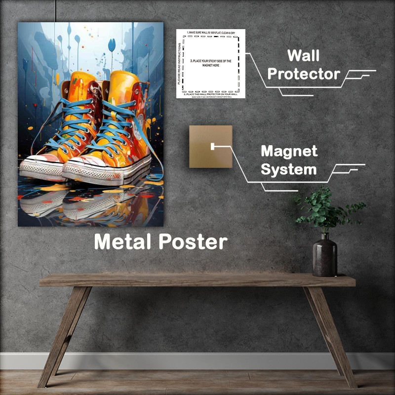 Buy Metal Poster : (Bold Sneaker Palette Walks on Artistic Side)