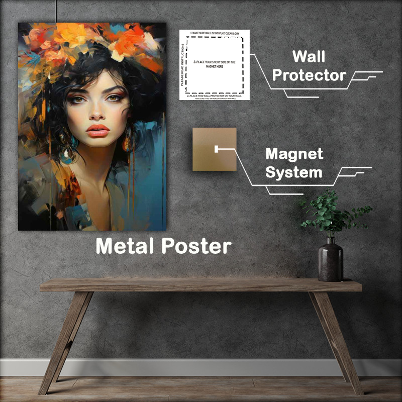 Buy Metal Poster : (Colorful Creativity Flowing from Womans Hands)