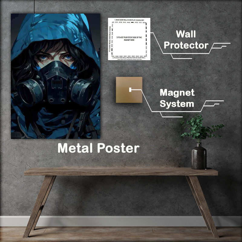 Buy Metal Poster : (Eerie Silhouette Man Clad in Gas Mask)