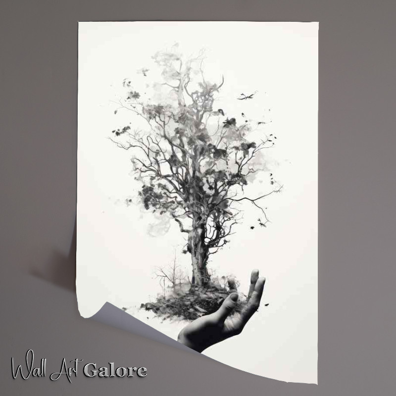 Buy Unframed Poster : (Enchanted Fusion Hand and Branches Intertwine)