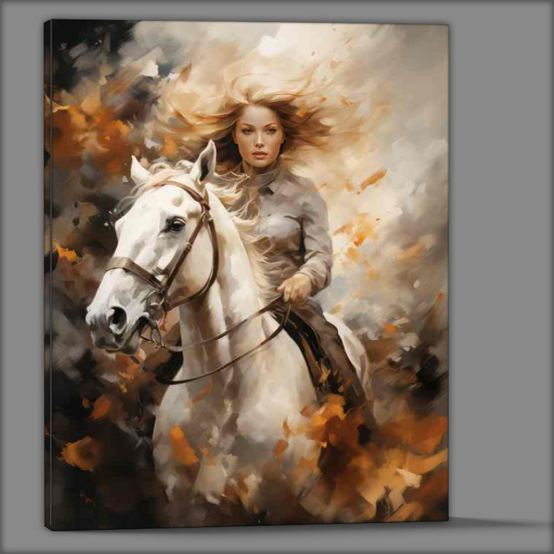 Buy Canvas : (Gleeful Young Equestrian Exploring Verdant Trails)