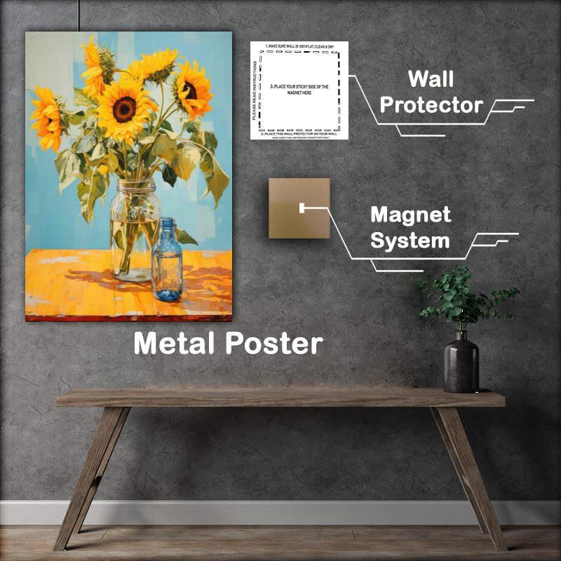 Buy Metal Poster : (Golden Petals Reaching for Morning Sunlight)