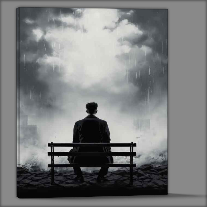 Buy Canvas : (Man on Bench Embracing Park Serenity)