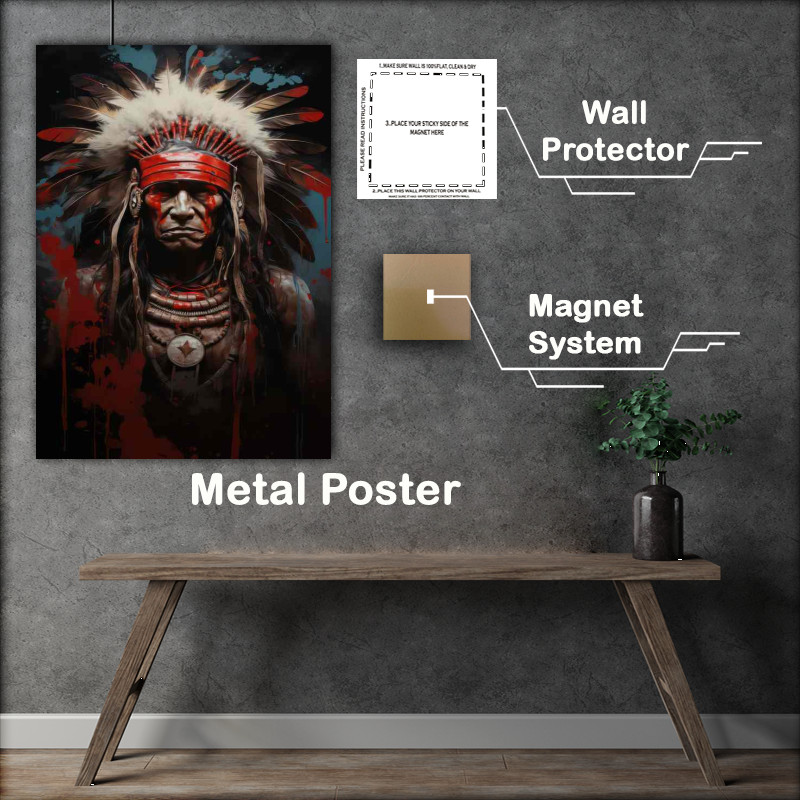 Buy Metal Poster : (Native Indian Artistry Embracing Ancestral Roots)