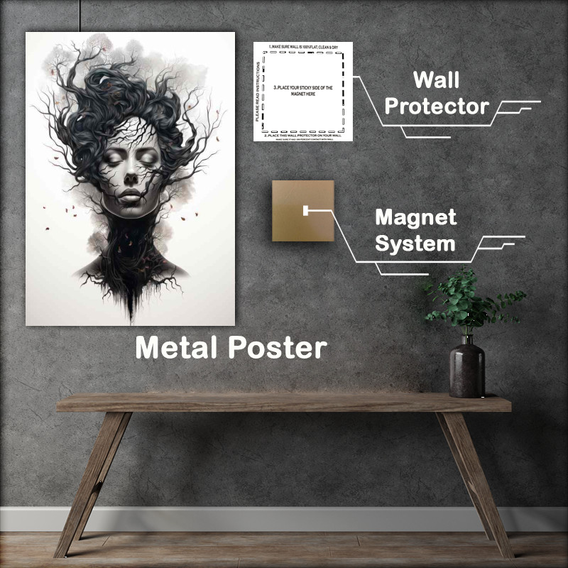 Buy Metal Poster : (Natures Canvas Woman’s Face Branching Out)