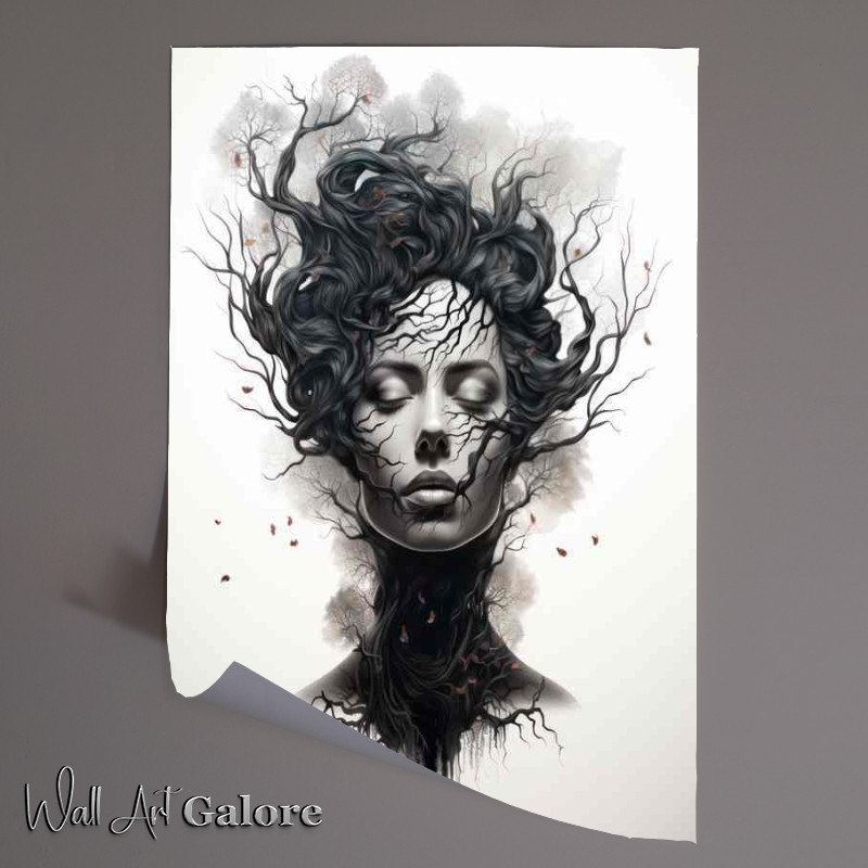 Buy Unframed Poster : (Natures Canvas Woman’s Face Branching Out)