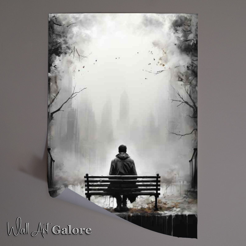 Buy Unframed Poster : (Peaceful Contemplation Man Sitting Park Bench)