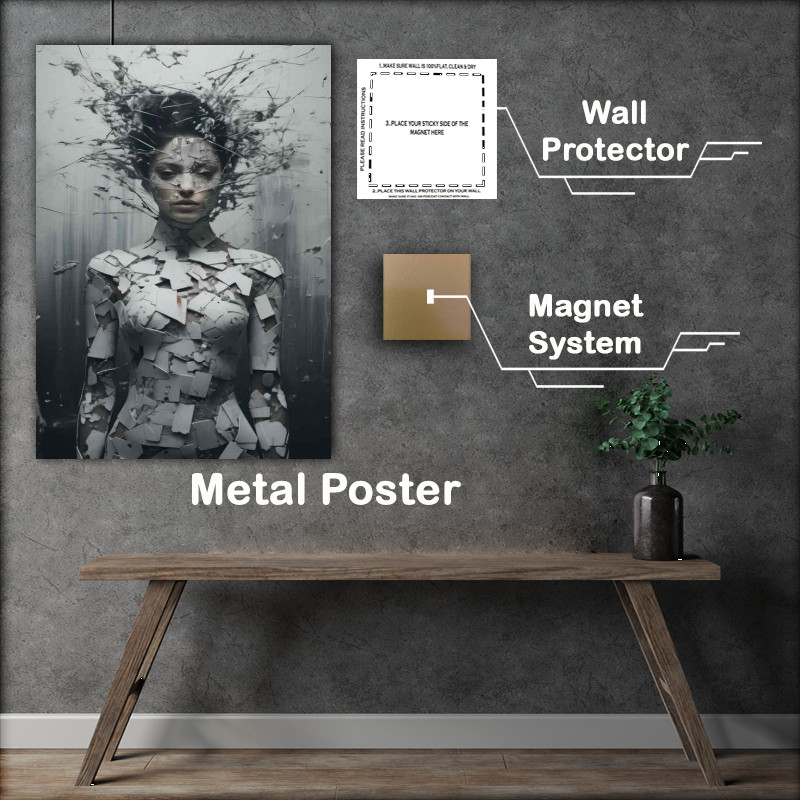 Buy Metal Poster : (Sprouting Serenity Woman’s Face and Branches Coalesce)