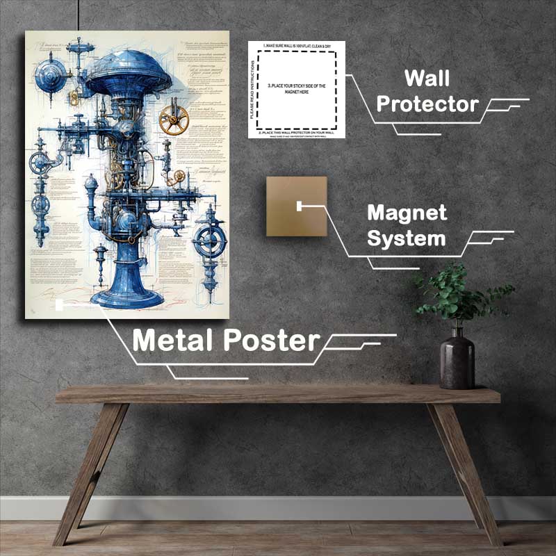 Buy Metal Poster : (Blueprint of a steam engine)
