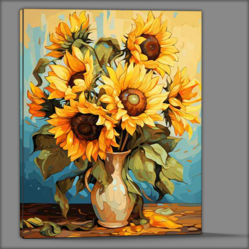Buy Canvas : (Vibrant Sunflowers Dancing Under Summer Sky)