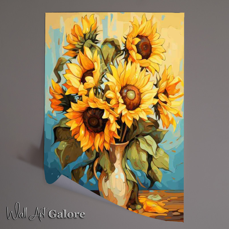 Buy Unframed Poster : (Vibrant Sunflowers Dancing Under Summer Sky)