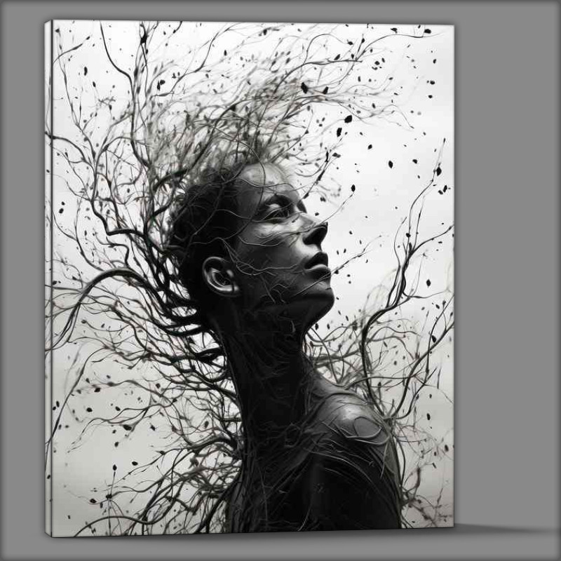 Buy Canvas : (Whimsical Arboreal Features Womans Face Transformed)