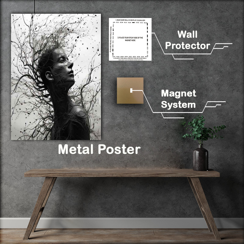 Buy Metal Poster : (Whimsical Arboreal Features Womans Face Transformed)