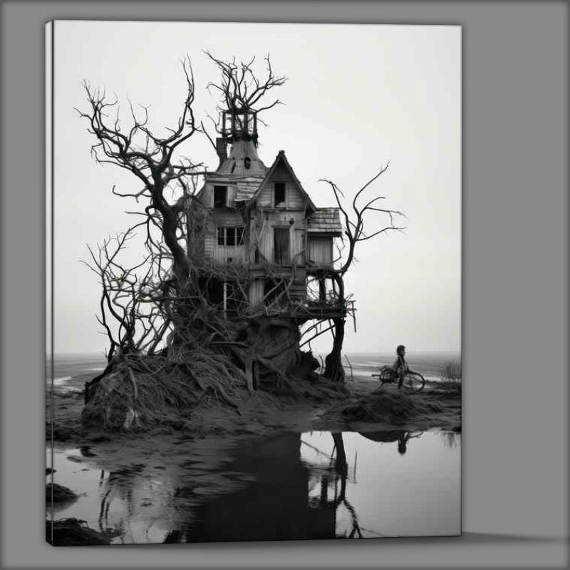 Buy Canvas : (Whimsical Tree Home Blends into Canopy)