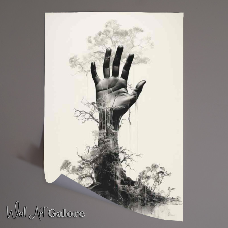 Buy Unframed Poster : (Whimsical Union Hand Merging with Twigs)