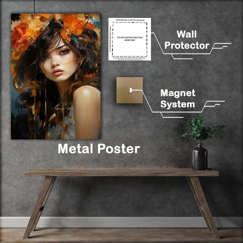 Buy Metal Poster : (Womans Colorful Journey Through Dripping Paint)