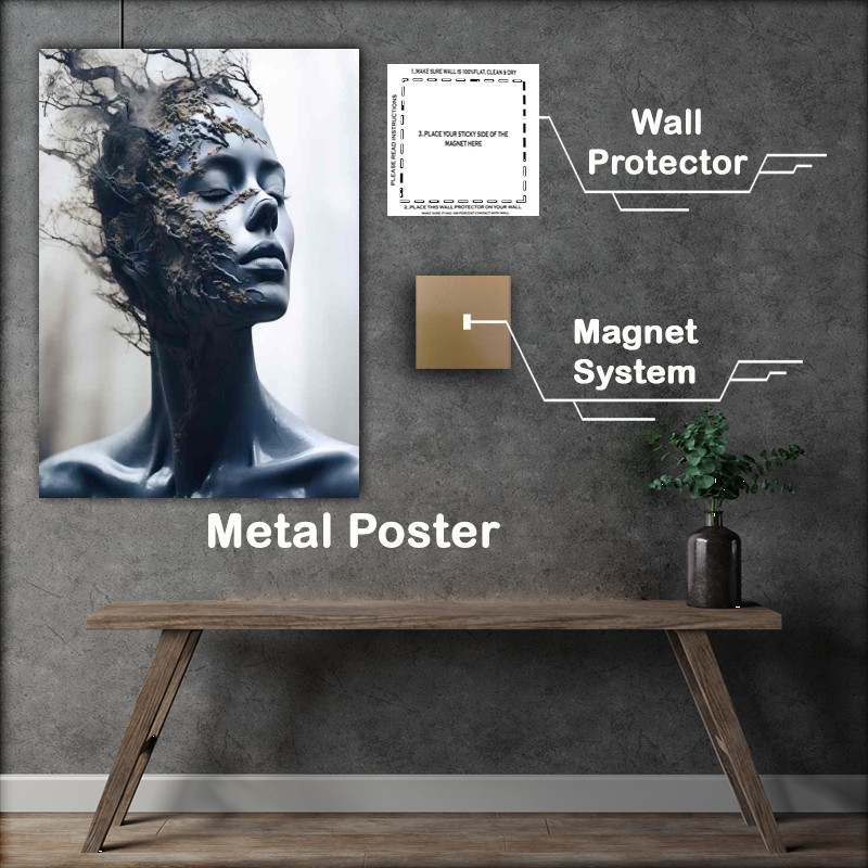 Buy Metal Poster : (Womans closed eyed Gaze Through Branches)